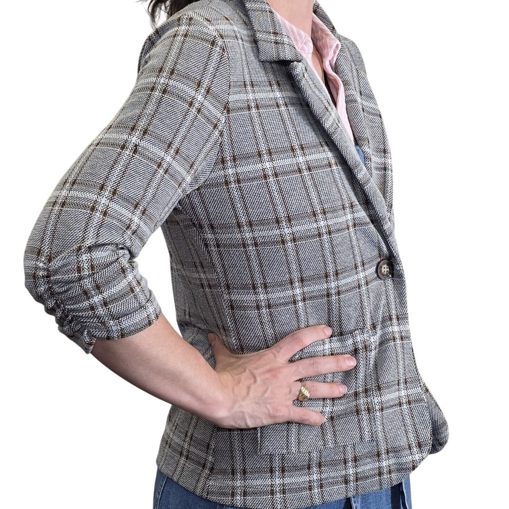 Originality Black Brown Gray Small‎ Strechy 3/4 Sleeve Blazer